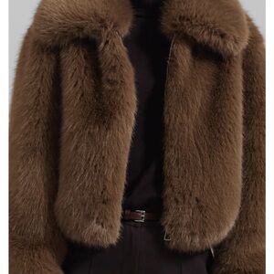 The Frankie Shop Brown Hope Faux Fur Jacket